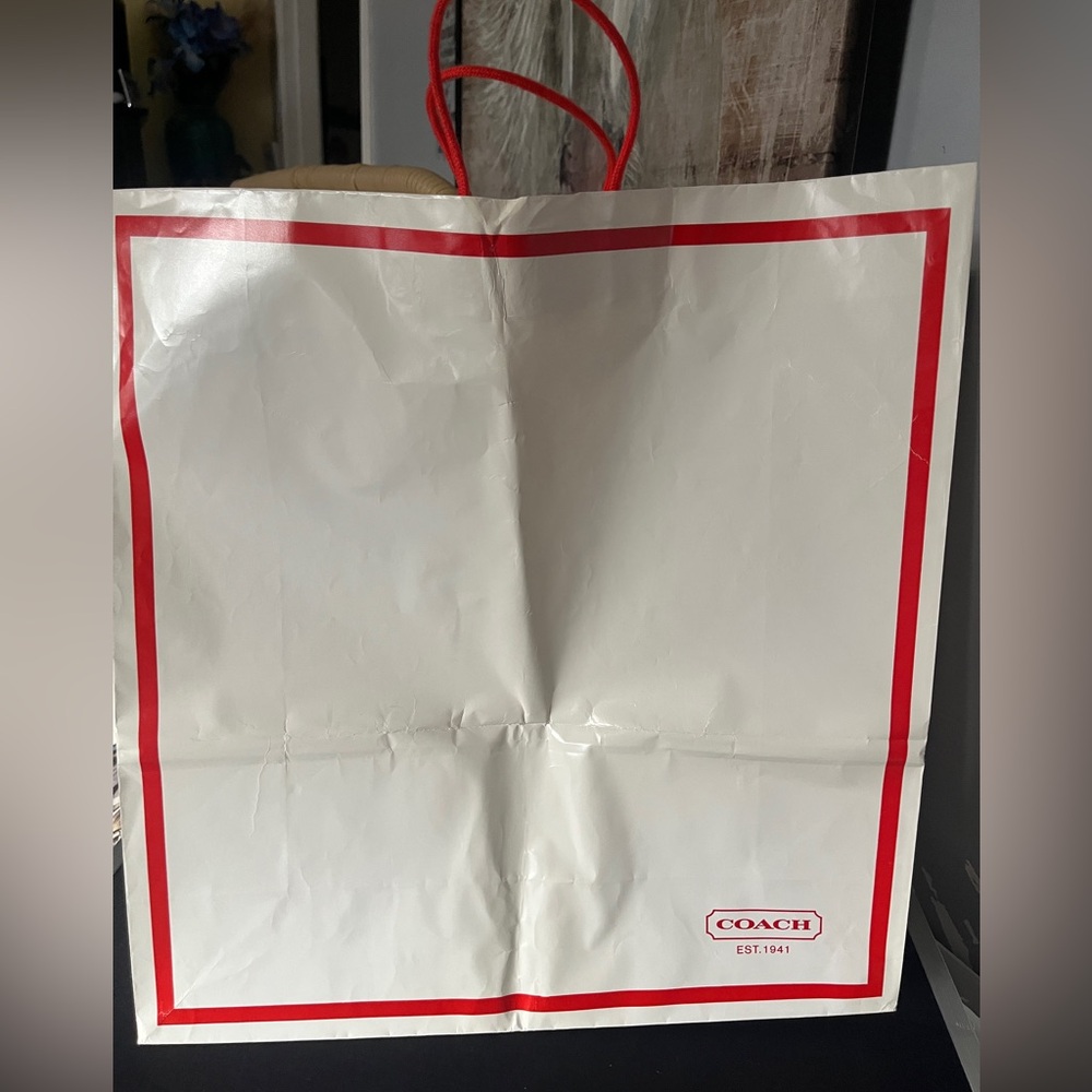 Coach White Gift Bag with Red Trim- Large